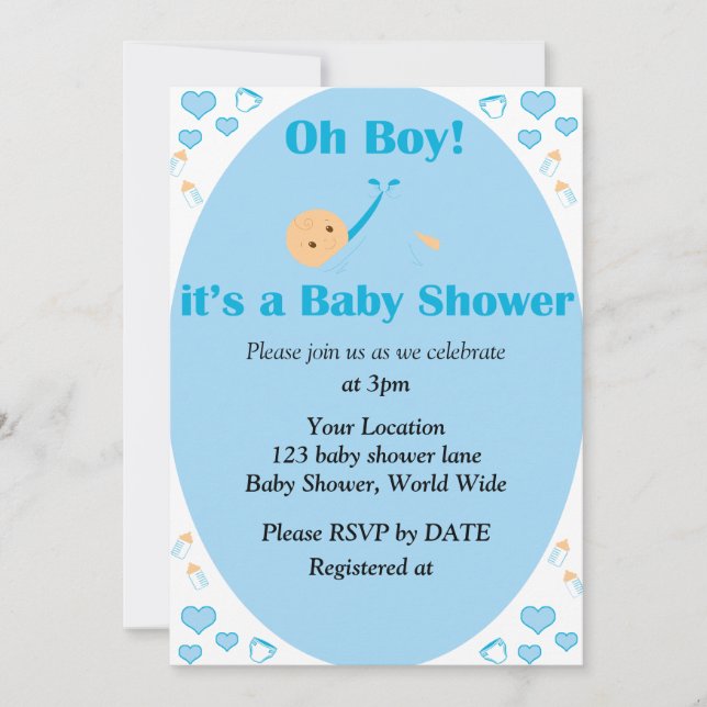 Oh Boy It's a Baby Shower Invitation (Front)