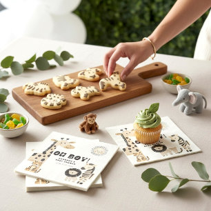 Oh Boy Jungle Safari Animals Baby Shower Napkin