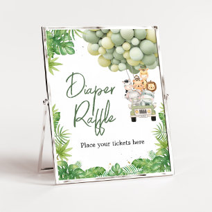 Oh Boy Jungle Safari Baby Shower Diaper Raffle Poster