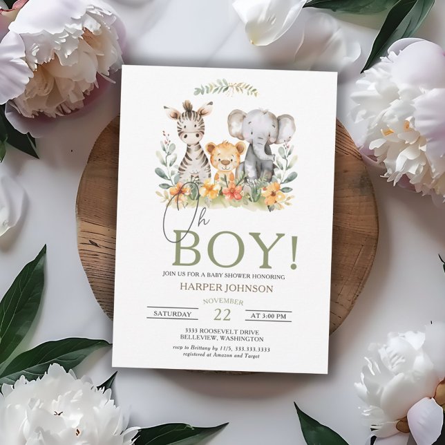 Oh Boy Jungle Safari Baby Shower Invitation (Creator Uploaded)