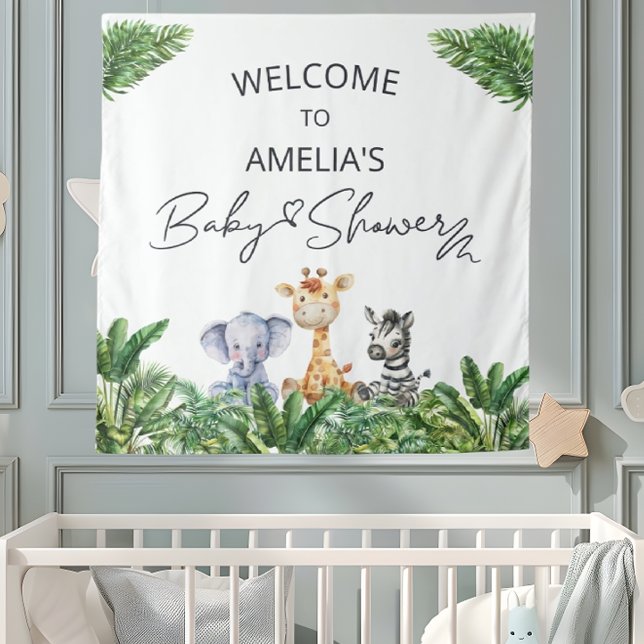 Oh Boy Jungle Safari Welcome Baby Shower Tapestry (Creator Uploaded)