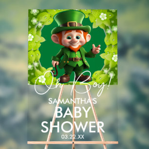 Oh Boy Leprechaun Baby Shower Welcome Acrylic Sign