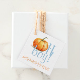Oh Boy Little Pumpkin Blue Boy Baby Shower Favour Tags