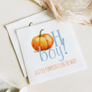 Oh Boy Little Pumpkin Blue Boy Baby Shower Napkin