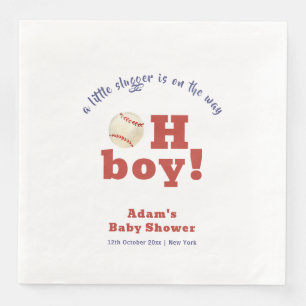Oh Boy Little Slugger Baseball Sport Baby Shower Napkin