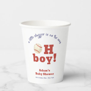 Oh Boy Little Slugger Baseball Sport Baby Shower  Paper Cups