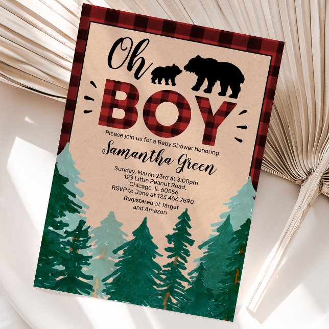 Oh Boy Lumberjack Baby Shower Invitation (Creator Uploaded)