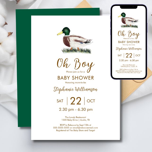 Oh Boy Mallard Duck Baby Shower  Invitation (Creator Uploaded)
