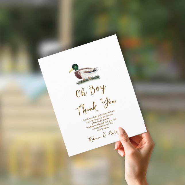 Oh Boy Mallard Duck Baby Shower Thank You (Creator Uploaded)
