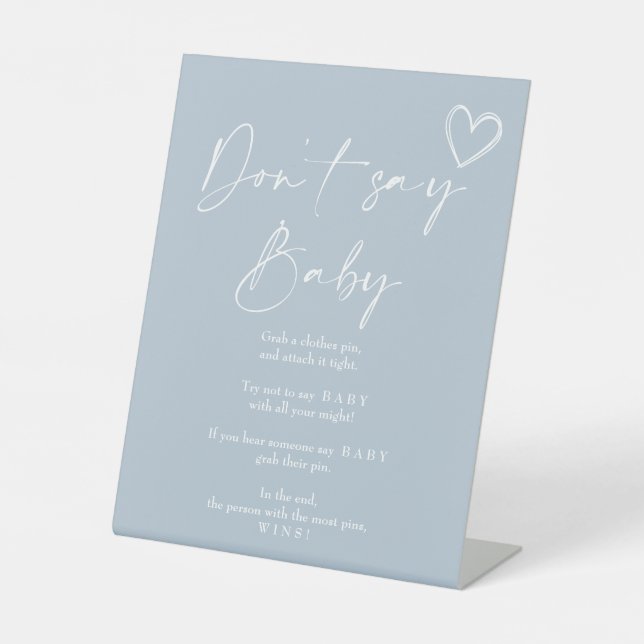 Oh Boy Minimalist Baby Shower Don't say Baby Pedestal Sign (Front)