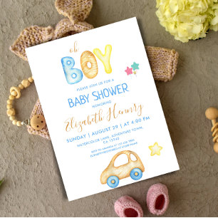 oh boy modern baby boy shower invitation