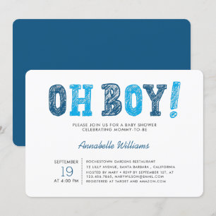 Oh Boy Modern Boy Baby Shower Invitation