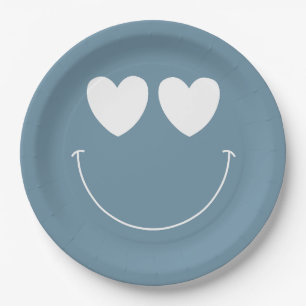 Oh Boy! Modern Groovy Happy Face Baby Shower Paper Plate