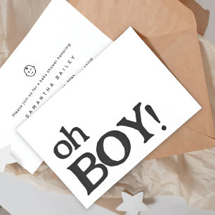 Oh Boy Modern Minimalistic Baby Shower Invite
