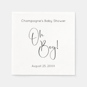 Oh Boy Modern Script Baby Shower Napkin