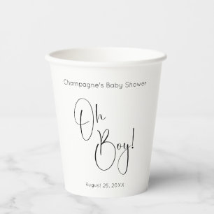 Oh Boy Modern Script Baby Shower Paper Cups