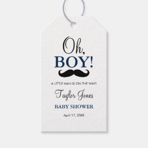 Oh Boy Moustache Baby Shower Gift Tags