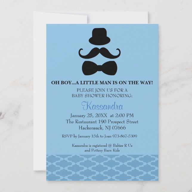 Oh Boy..Moustache Boy Baby Shower Invitation (Front)