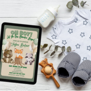 Oh Boy New Adventure Woodland Animal Baby Shower Invitation