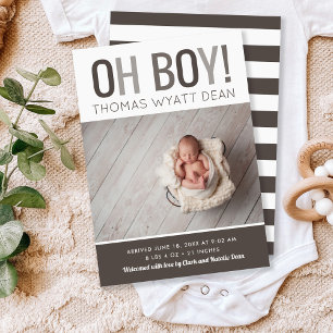 Oh Boy Photo Birth Announcement