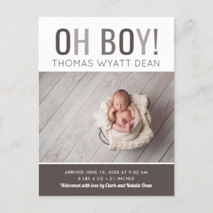 Oh Boy Photo Birth Announcement