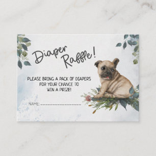 Oh Boy! Pug Puppy Watercolor Diaper Raffle  Enclosure Card