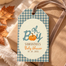 Oh boy pumpkin blue gingham baby shower