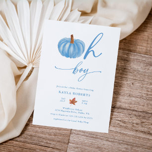 Oh Boy Pumpkin Modern Fall Baby Shower  Invitation