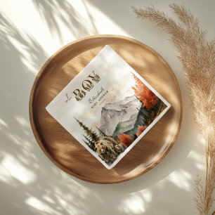 Oh Boy Rustic Autumn Woodland Bear  Baby Shower Napkin