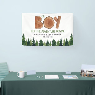 Oh Boy - Rustic Boy Woodland Baby Shower Banner