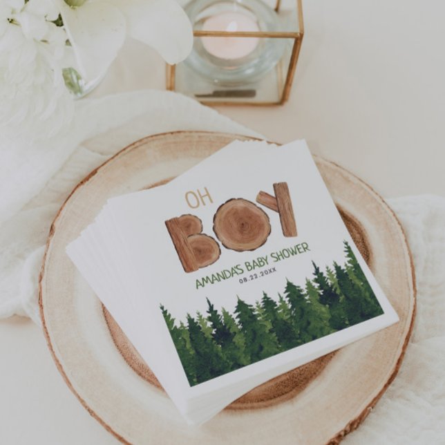 Oh Boy -  Rustic Boy Woodland Baby Shower  Napkin (Creator Uploaded)