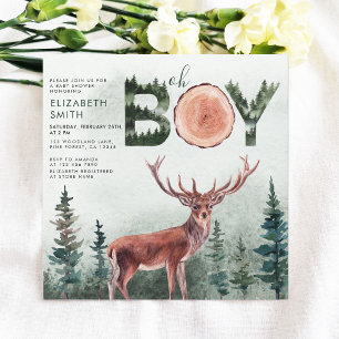 Oh Boy Rustic Deer Boy Baby Shower Invitation