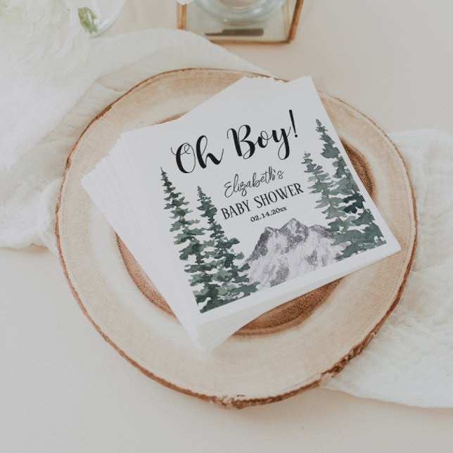 Oh Boy Rustic Mountains Baby Shower Napkin (Creator Uploaded)