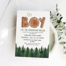 Oh Boy Rustic Watercolor Woodland Baby Shower