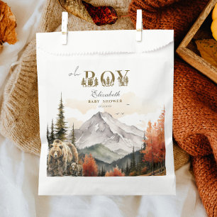 Oh Boy Rustic Woodland Bear Mountain Baby Shower Favour Bags