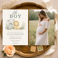 Oh Boy Safari Animal Photo Baby Shower