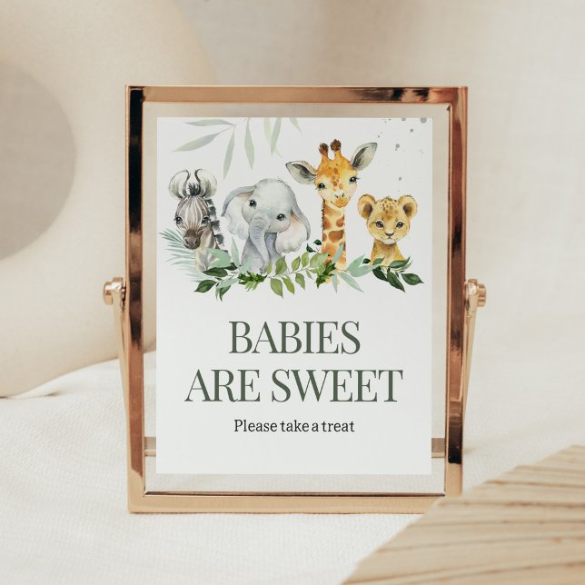 Oh Boy Safari Baby Shower Babies are Sweet Poster (Jungle Safari Baby Shower Babies are Sweet Sign)