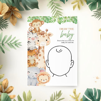 Oh Boy! Safari Baby Shower | Draw the Baby Game Invitation