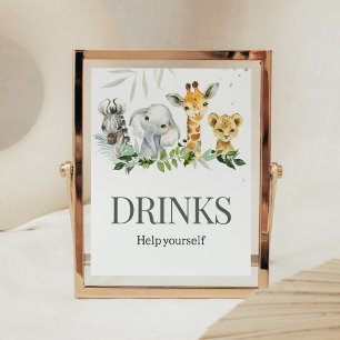 Oh Boy Safari Baby Shower Drinks Poster