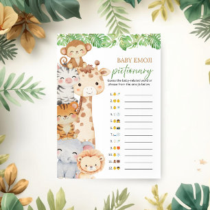 Oh Boy! Safari Baby Shower   Emoji Pictionary Game Invitation