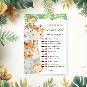 Oh Boy! Safari Baby Shower Guess Who? Mum or Dad Invitation