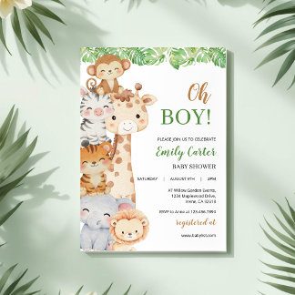 Oh Boy! Safari Baby Shower Invitation