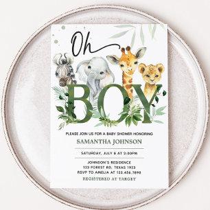 Oh Boy Safari Baby Shower  Invitation