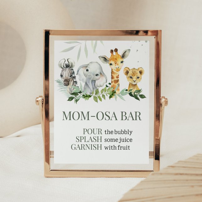 Oh Boy Safari Baby Shower Mum Osa Bar Poster (Jungle Safari Baby Shower Mom Osa Bar Sign)