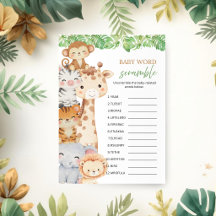 Oh Boy! Safari Baby Shower | Word Scramble Game