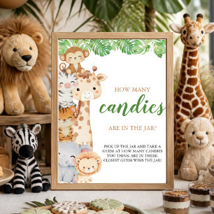 Oh Boy! Safari Guess How Many Candies Table Sign