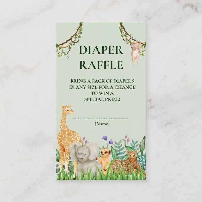 Oh Boy Safari Jungle Baby Shower Diaper Raffle Enclosure Card (Front)