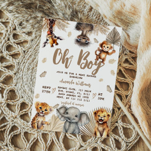 Oh Boy Safari Jungle Baby Shower Invitation