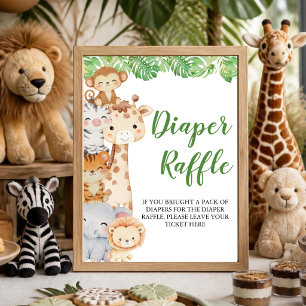 Oh Boy! Safari Shower   Diaper Raffle Table Sign