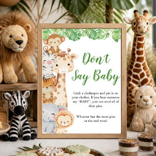 Oh Boy! Safari Shower Don't Say Baby Table Sign